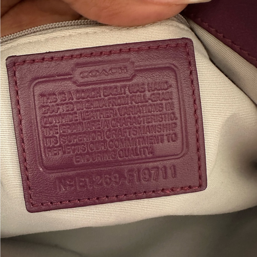 Coach Purple Leather Shoulder Bag with Plaid Accent Scarf - Picture 4 of 13